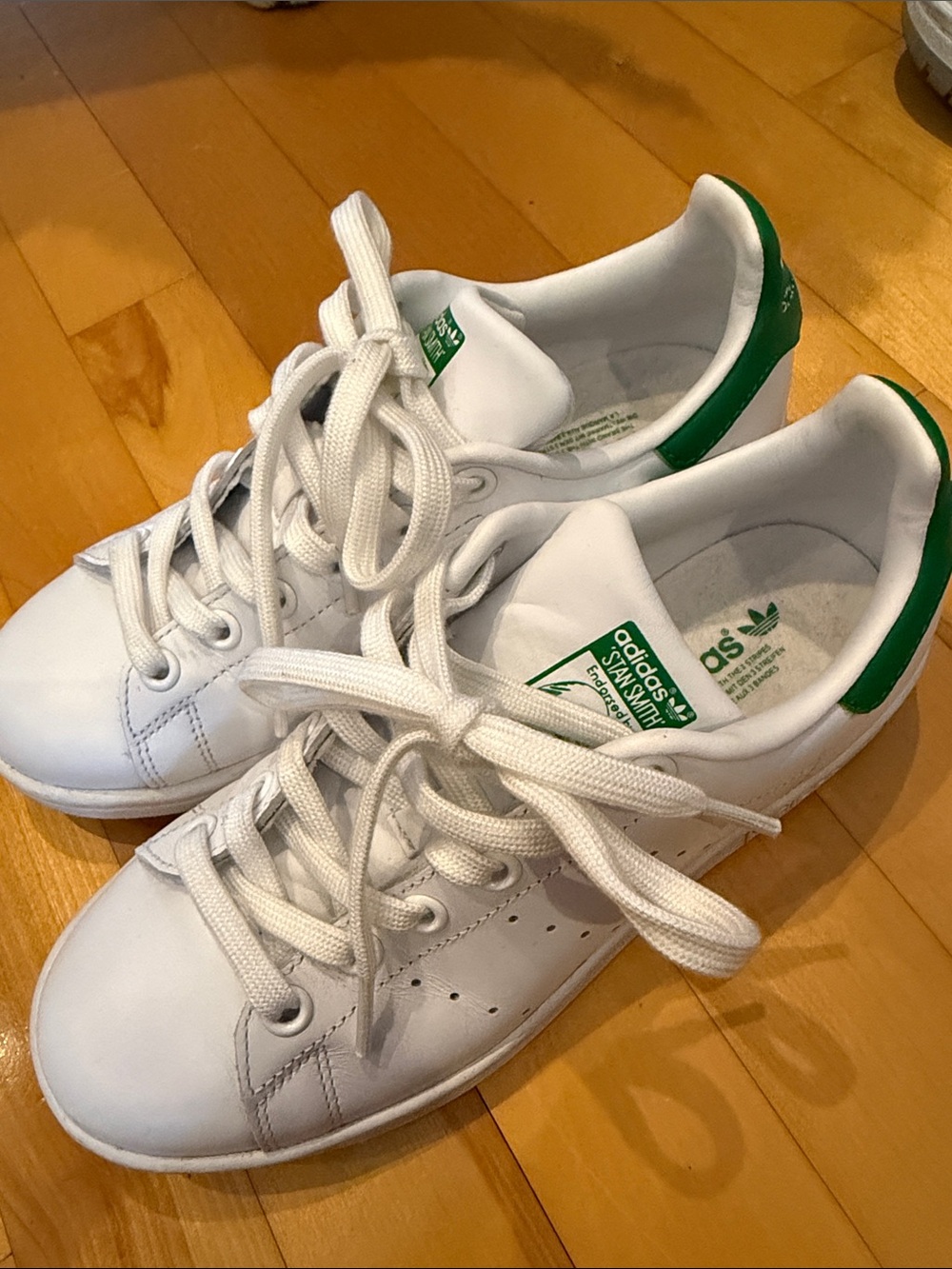 adidas White Sneakers with Green Heel Tab